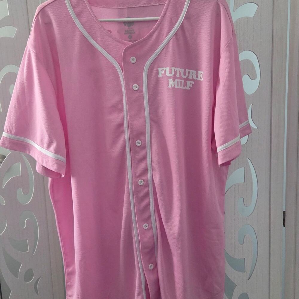 Danny Duncan Future MILF Baseball Jersey Mens XL Pink Button Up Spencers NWOT